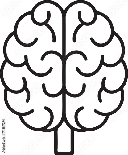 Minimal black and white brain medical icon line vector

