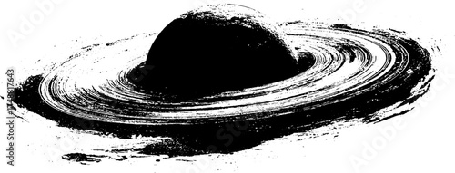 Black and white atomic model stencil art for science posters and prints