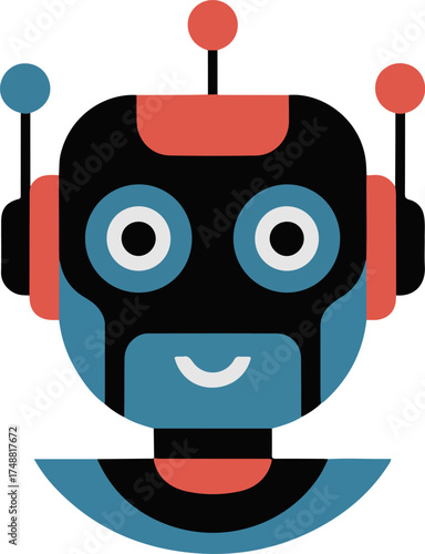 Flat design ai robot head icon symbolizing artificial intelligence technology and future robotics vector