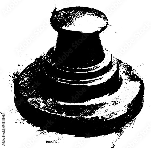 Vintage metal toggle silhouette in black and white for urban design and art projects