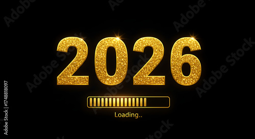 2026 - The Year Ahead: A visual representation of progress and anticipation, as the year 2026 comes into focus. Displaying the golden numerals with a loading bar.