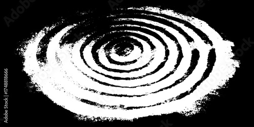 Abstract celestial orbit lines in black and white stencil design for artistic decor