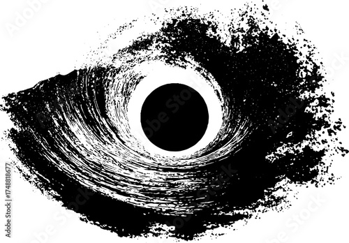 Celestial orbit lines in black and white stencil design
