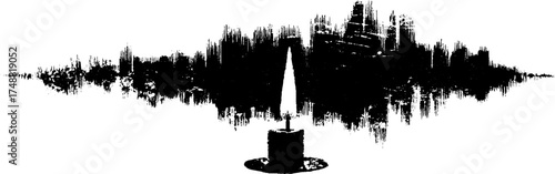 Black and white vibration waves with candle silhouette design for posters