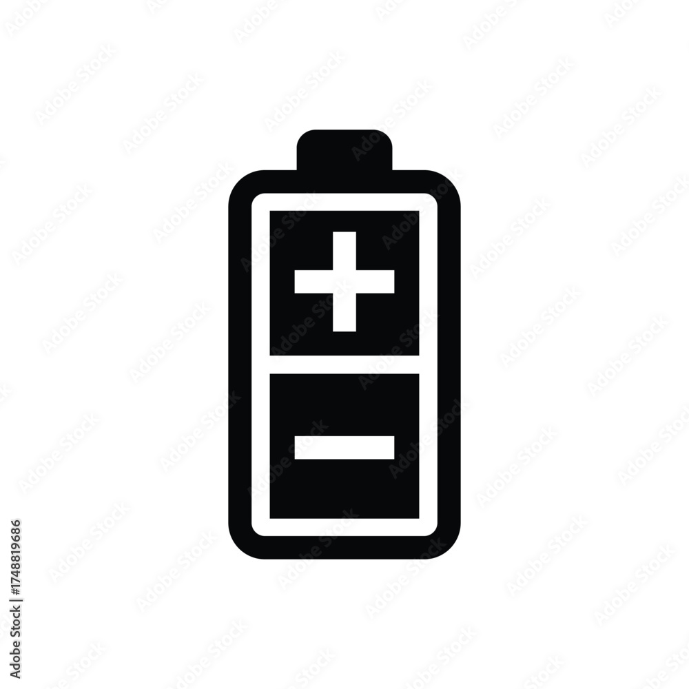 Obraz premium Battery icon. Battery level indicator. Full battery indicator or low battery indicator. Power level symbol. Energy-packed illustration. Simple vector design.