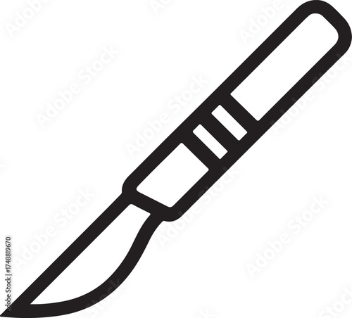 Surgical scalpel blade icon, black and white vector
