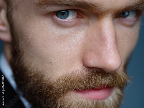 Close-up of a man's intense...