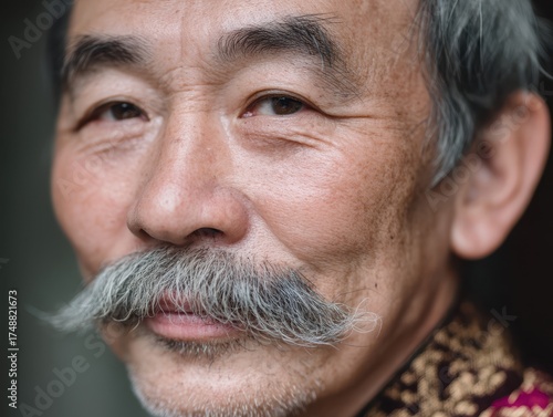 A man with a gray mustache ...