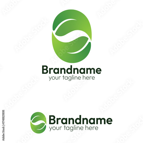 Green Oval Leaf Letter S Logo Vector Icon Design Template for Herbal Organic Medicine Health Wellness Company