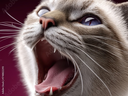 Close-up of a yawning cat w...