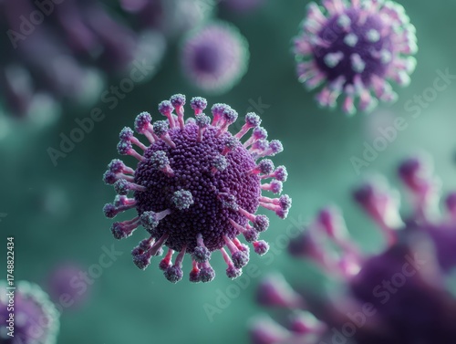 Purplish microscopic virus ...