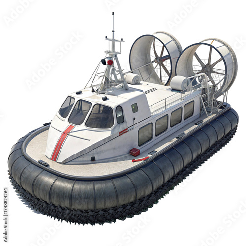 Explore the open water with this powerful hovercraft, an all-terrain vessel ready for adventure, rescue, or transport across lakes, rivers, and coastlines