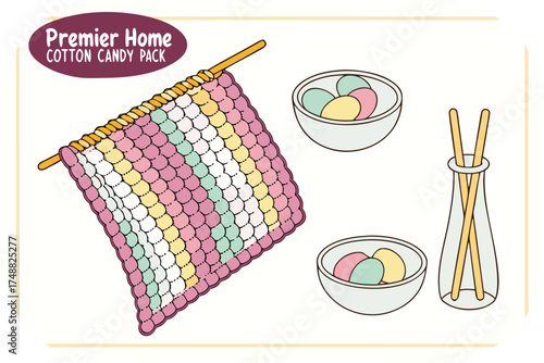 Pastel Colored Cotton Candy Pack and Home Decor Elements pink yellow