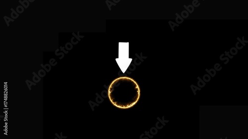 Wallpaper Mural Fiery Ring with Downward Arrow on Black Background fire flame Torontodigital.ca