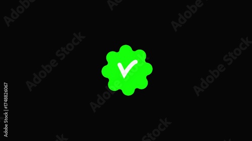 Wallpaper Mural Bright Green Verified Badge with White Check Mark on Black Background tick Torontodigital.ca