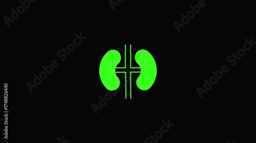 Wallpaper Mural Green Stylized Kidney Icon with Cross Symbol on Black Background kidneys green kidney Torontodigital.ca