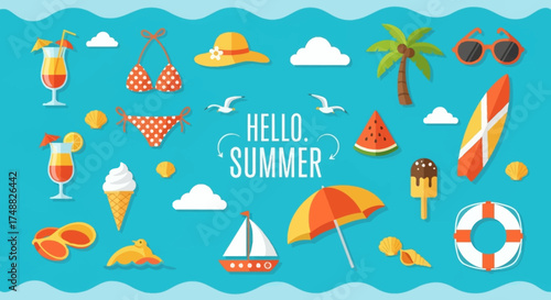 Vibrant Flat Design Vector Illustration with Colorful Modern Elements