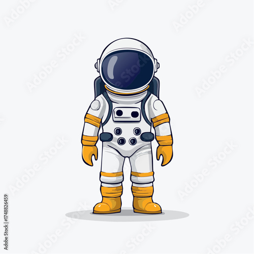 An astronaut character illustration in a stylized design on a plain white background