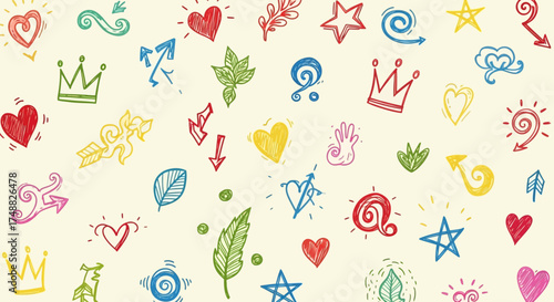 Whimsical Colorful Array Vector Illustration with Playful Abstract Elements