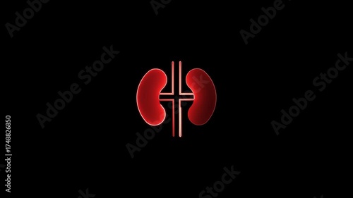 Wallpaper Mural Red Kidney Icon with Cross Shape and Neon Glow on Black Background organ medical Torontodigital.ca