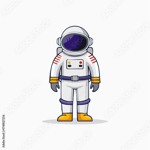 Cartoon astronaut illustration in vector format, isolated on a clean white backdrop for design use