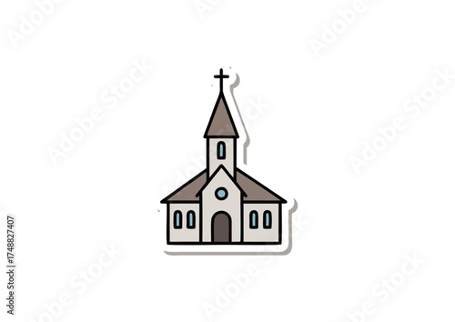 Icon of a church building with cross on top for religion and community