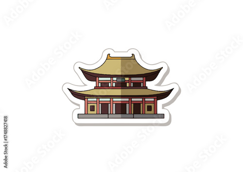 Magnificent Asian Building Illustration A Detailed Architectural Design