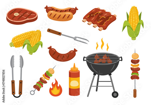 BBQ Feast Illustration A Mouthwatering Collection of Grill Delights