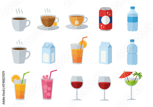 Variety of Beverages Hot Drinks, Juices, Sodas, and Refreshments