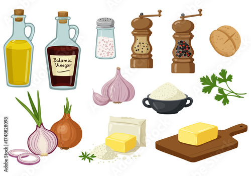 Culinary Delights Assortment of Cooking Ingredients and Spices