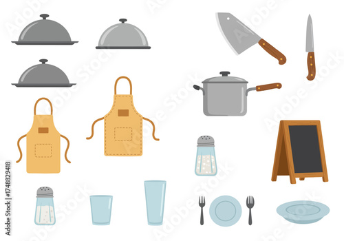 Culinary Cartoon Collection of Kitchen and Restaurant Objects