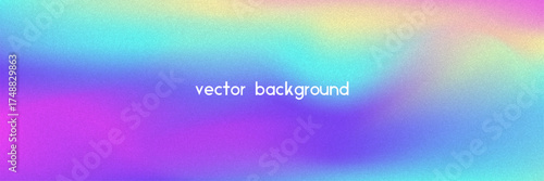 Noise Gradient Background. Abstract Grainy Bg In Pink, Purple And Blue Colors. Iridescent Hologram. Pearlescent Holographic Texture With Rainbow Foil. Light Chrome Screen With Lens Glow Effect