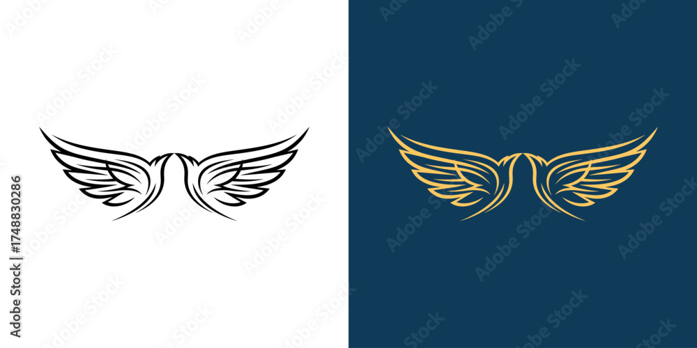 Obraz premium Elegant wing design featuring contrasting colors, suitable for branding or artistic purposes
