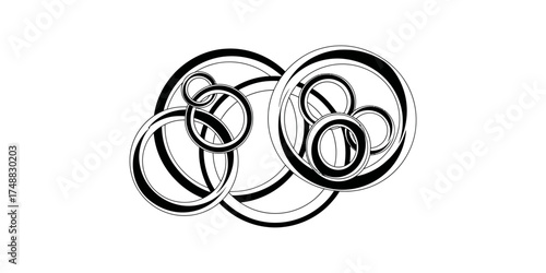 Abstract composition of interlocking circles on a white background, ideal for graphic design use