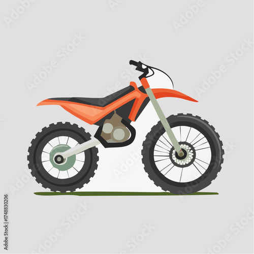 Illustration of a vibrant orange dirt bike, perfect for off-road adventures and motorcycle enthusiasts
