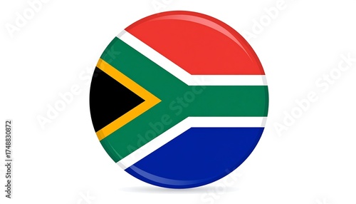 Free Download A circular illustration of the South African flag, vibrant with colors and a glossy finish, displayed against a plain white background. - GFXLoad