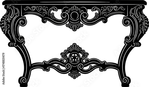 Ornate Console Table with Intricate Carvings and Elegant Design.