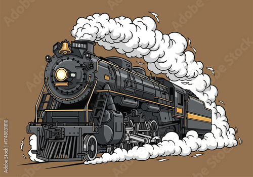 Vintage Steam Locomotive Train.