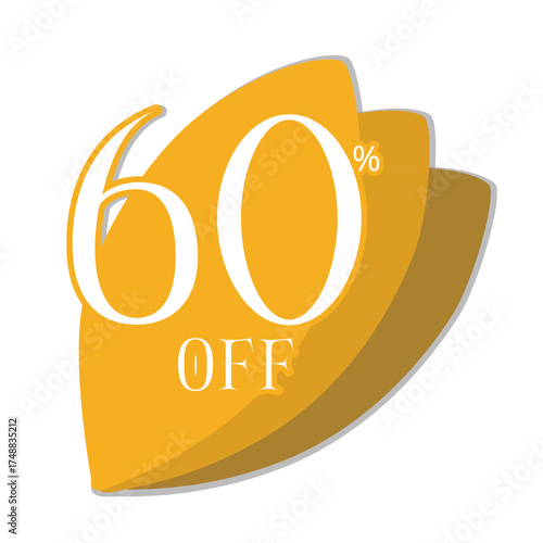60% off orange autumn leaves gradient sticker with white background