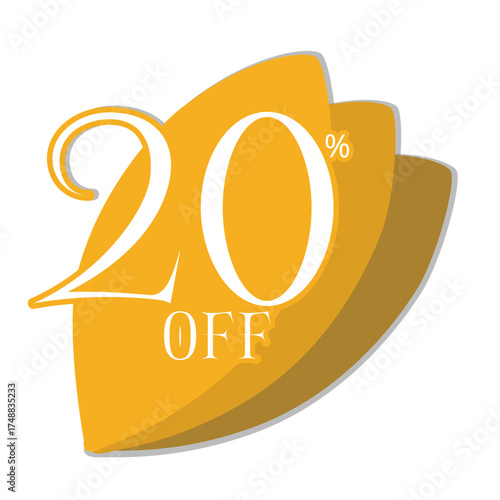 20% off orange autumn leaves gradient sticker with white background