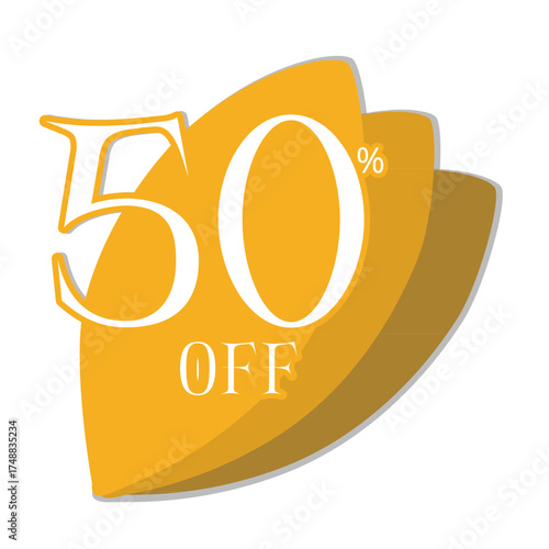 50% off orange autumn leaves gradient sticker with white background