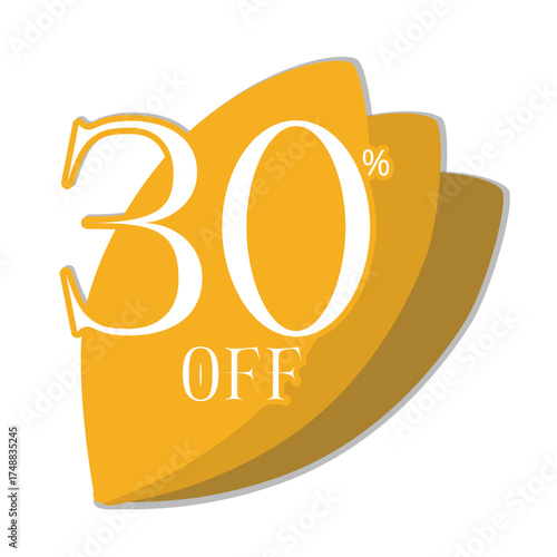 30% off orange autumn leaves gradient sticker with white background