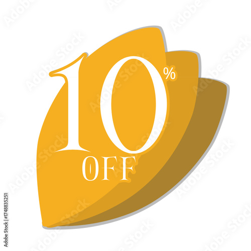 10% off orange autumn leaves gradient sticker with white background