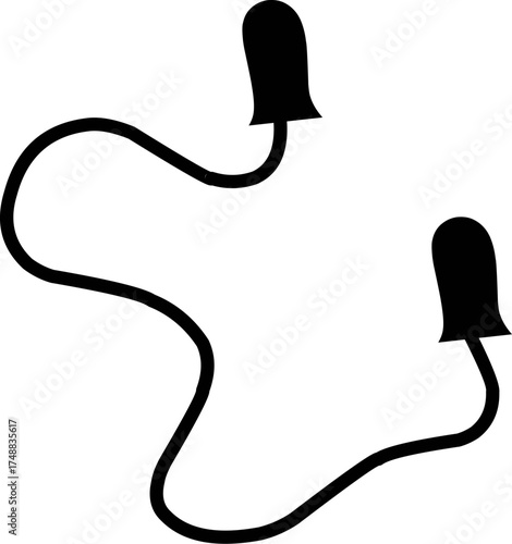 jump rope silhouette vector. Skipping rope silhouette. Illustration of jumping gear with plastic handles for gym. Sport exercise or fitness item. 