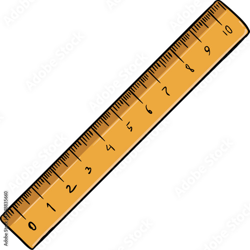 Vector of Measuring Scale. Beautiful ruler on white. Measuring tool with markings. Ruler scale, measuring chart with 4 inches. Length measurement distance, height, math. Template of sewing tool. 