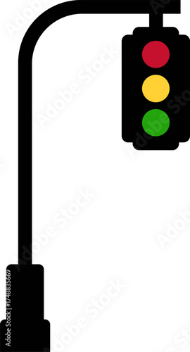 L-shape hanging Traffic light. A hanging traffic light signal vector design. Traffic signal light road sign. Traffic light isolated icon. Green, yellow, red lights vector illustration. 
