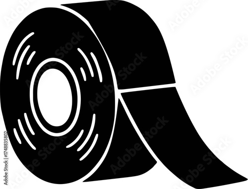 Adhesive tape roll silhouette. Logistics related icon vector art of roll of adhesive tape. insulating tape glyph icon illustration vector graphic. 