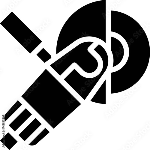 Angle grinder silhouette vector. Angle grinder cuts material industrial application. electric angle grinder. angle grinder tool shown in black and white silhouette