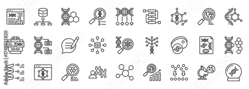Bioinformatics icon set collection for biotechnology and bioengineering science
