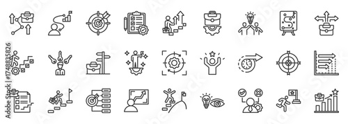 Career planning icon set outline style collection for individual growth.